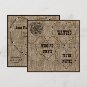 Land Hessian Burlap Bröllop Inbjudningar