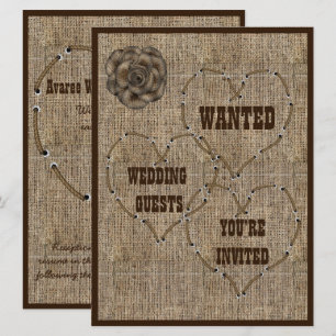 Land Hessian Burlap Bröllop Inbjudningar