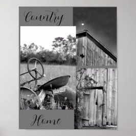 "Land Home" Tractor Barn Collage Poster