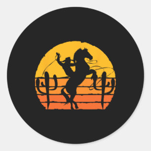 Land Horseck Riding Western Horse Rider Retro C Runt Klistermärke
