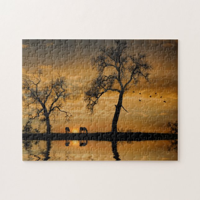 Land Horses in Southwest Sunset Pussel (Horisontell)