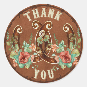 Land Horseshoe och Flowers Tack Sticker Runt Klistermärke