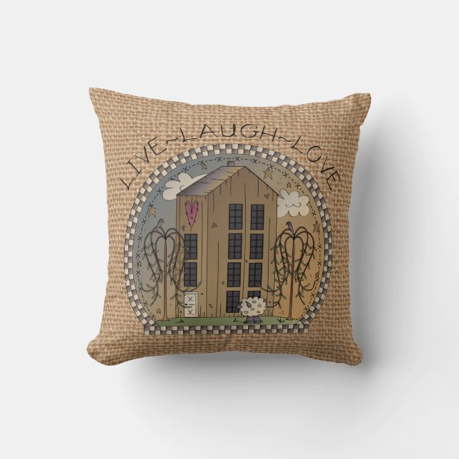 Land House inspirational faux burlap-kudde Kudde (Framsida)