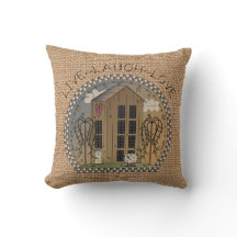 Land House inspirational faux burlap-kudde