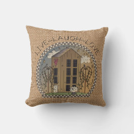 Land House inspirational faux burlap-kudde Kudde