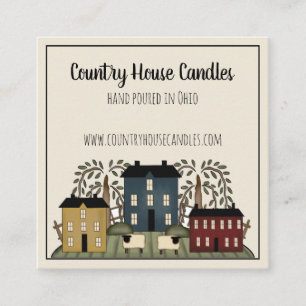 Land House Whimsical Kraft Fyrkantigt Visitkort