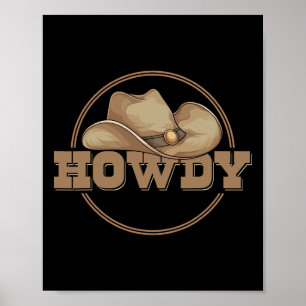 Land Howdy Cowboy Hat Western Cowboy Poster