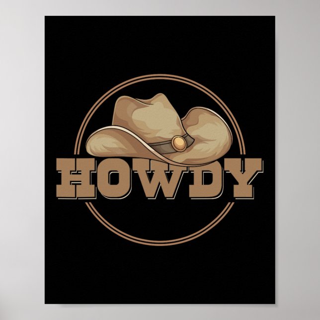 Land Howdy Cowboy Hat Western Cowboy Poster (Framsidan)