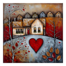 Land hus på backe grunge Ai art