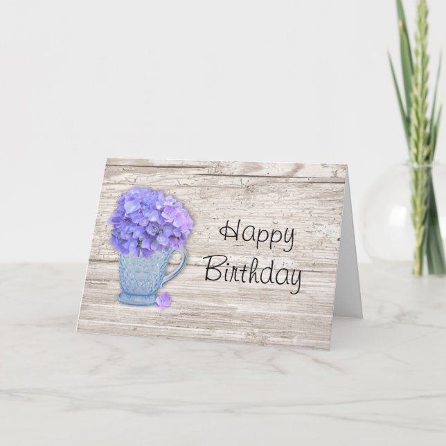 Land Hydrangea Birthday Card Kort (Framsida)