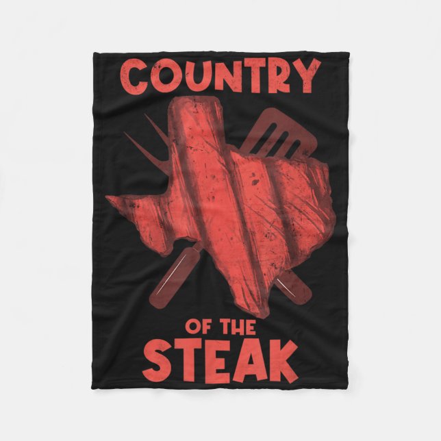 Land i den stekande Barbecue Kött Grill Funny Tex Fleecefilt (Framsidan)