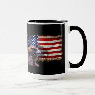 Land i det fria patriotiska USA-Flagga och Eagle Mugg