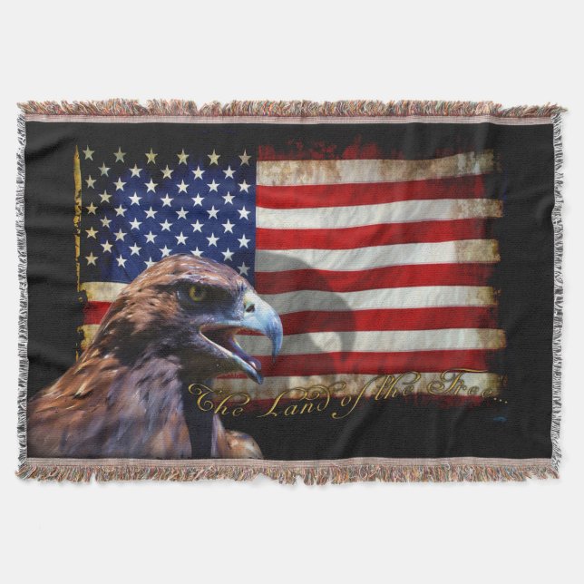 Land i det fria patriotiska USA-Flagga och Eagle Mysfilt (Framsidan)