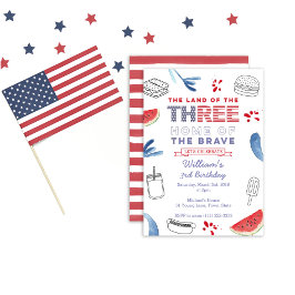 Land i det fria Stars och stripes 3:e födelsedagen Inbjudningar
