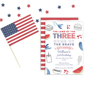 Land i det fria Stars och stripes 3:e födelsedagen Inbjudningar