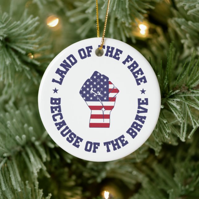 Land i det fria USA flagga Patriotic Julgransprydnad Keramik (Träd)