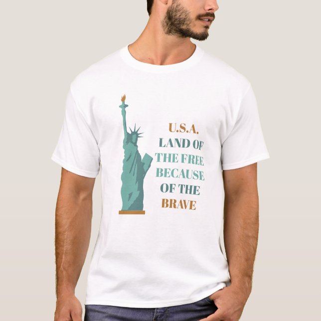 Land i Fria USA Patriotic American Freedom T Shirt (Framsida)
