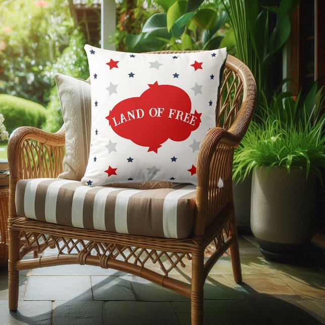 Land i friblått och rödstjärnor Mönster patriotisk Kudde (Land Of Free Blue And Red Stars Pattern Patriotic Outdoor Pillow)