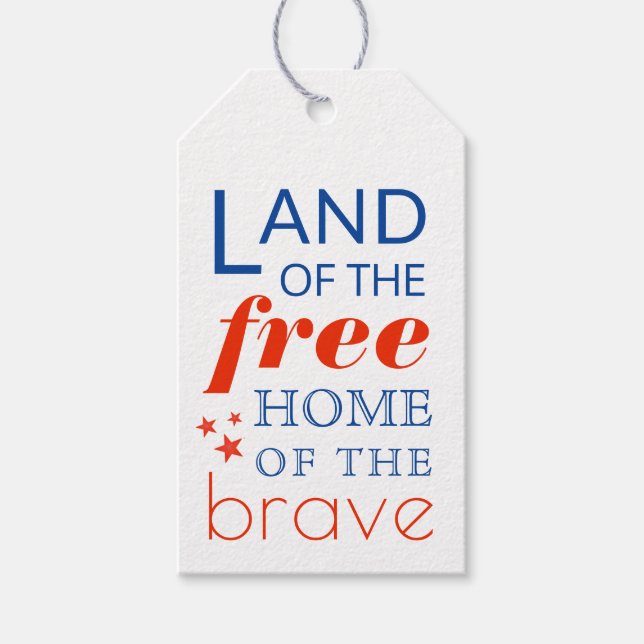 Land i friland den Modiga 4 juli Presentetikett (Framsidan)