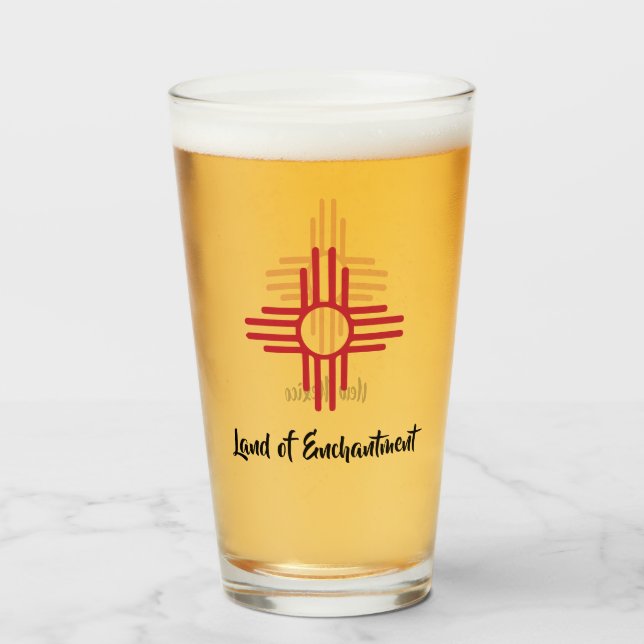 Land i inkantationen Zia Sol-symbol för glas (Baksida fylld)