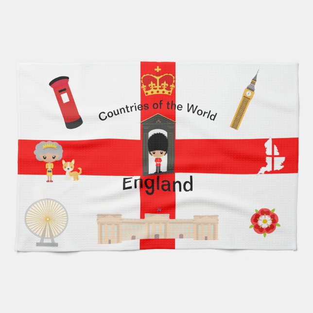 Land i världen - England 1 Kökshandduk (Horisontell)