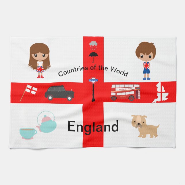 Land i världen - England 2 Kökshandduk (Horisontell)