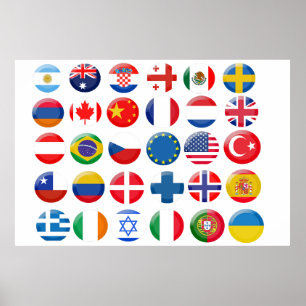 Land-ikonuppsättning Poster