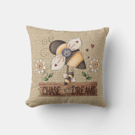 Land inspirationsplan Bee Faux burlap-kudde Kudde