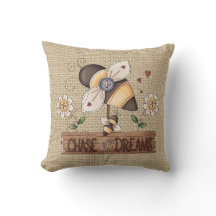 Land inspirationsplan Bee Faux burlap-kudde