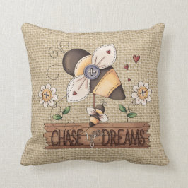 Land inspirationsplan Bee Faux burlap-kudde Kudde