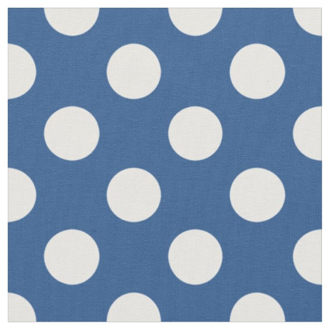 Land Inspired Blue och White Polka Dot Mönster Tyg (Närbild)