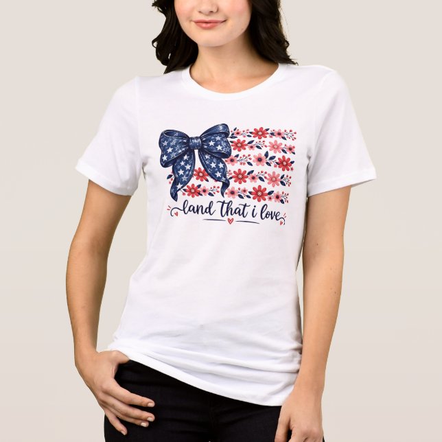 Land Jag Älskar Fjärde Juli T-Shirt (Framsida)