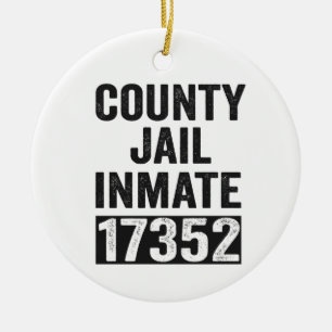Land Jail Inmate 17352 Funny Halloween-fängelset Julgransprydnad Keramik
