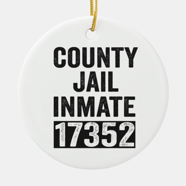 Land Jail Inmate 17352 Funny Halloween-fängelset Julgransprydnad Keramik (Framsidan)