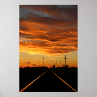 Land järnväg Sunset Poster