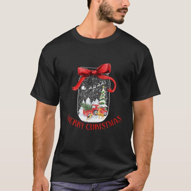 Land jul Mason Burk Snowglobe Red Ribbon H T Shirt (Framsida)