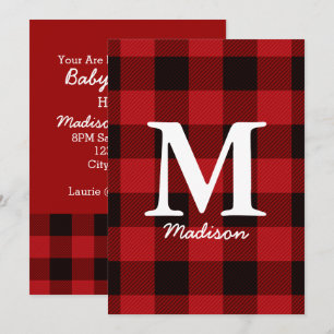 Land jul Red buffalo plaid lumberjack Inbjudningar