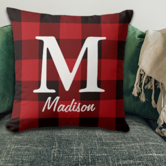 Land jul Red buffalo Play lumberjack Kudde (Country Christmas Red buffalo Plaid lumberjack Throw Pillow)