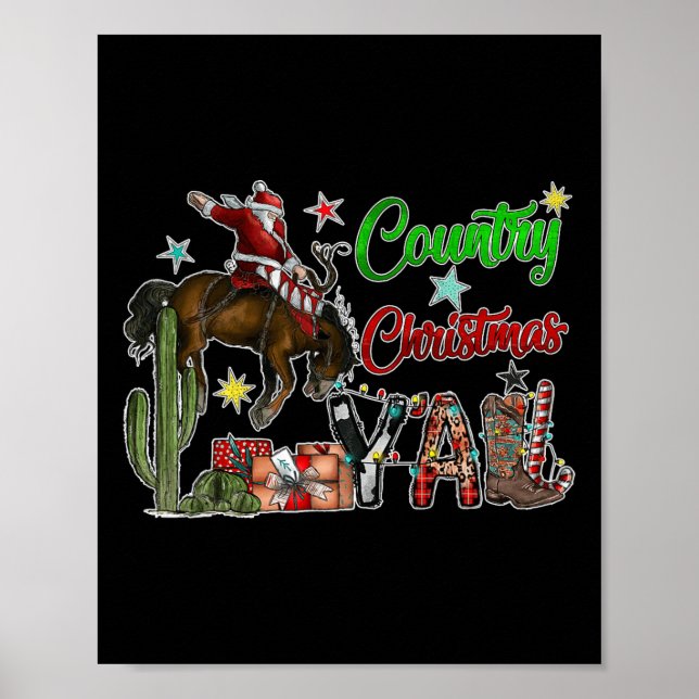 Land jul Y'all CowboyBoots Merry Christm Poster (Framsidan)