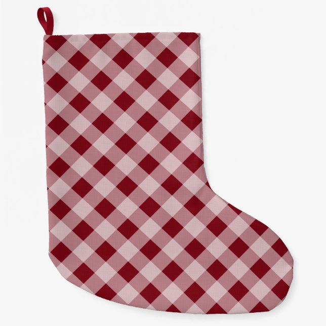 Land-julens Red Gingham Stocking Dekoration Stor Julstrumpa (Framsidan)