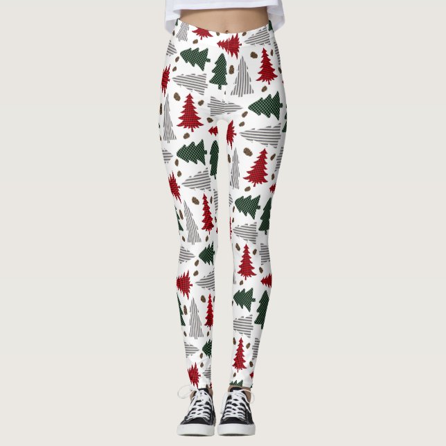 Land Julgranar och Pinecones leggings (Framsida)