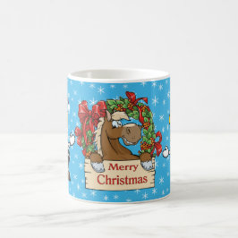 Land julhäst med andedräkt och kor kaffemugg