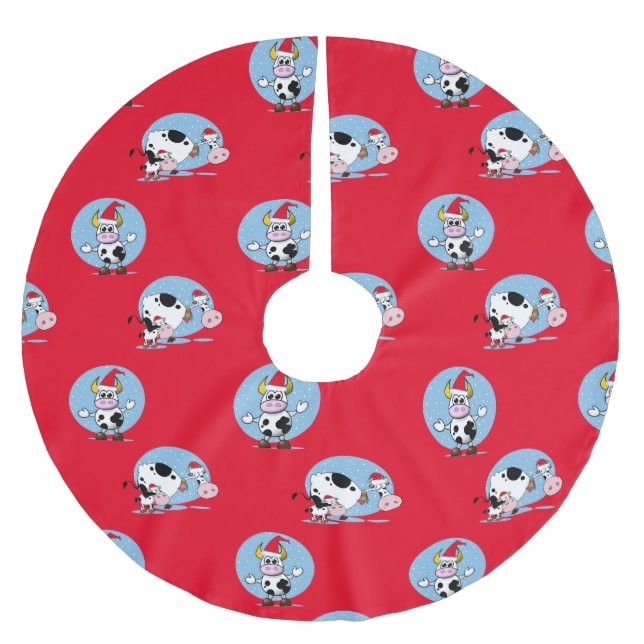 Land julkor med jultomten Träd Skirt Julgransmatta Borstad Polyester (Framsidan)