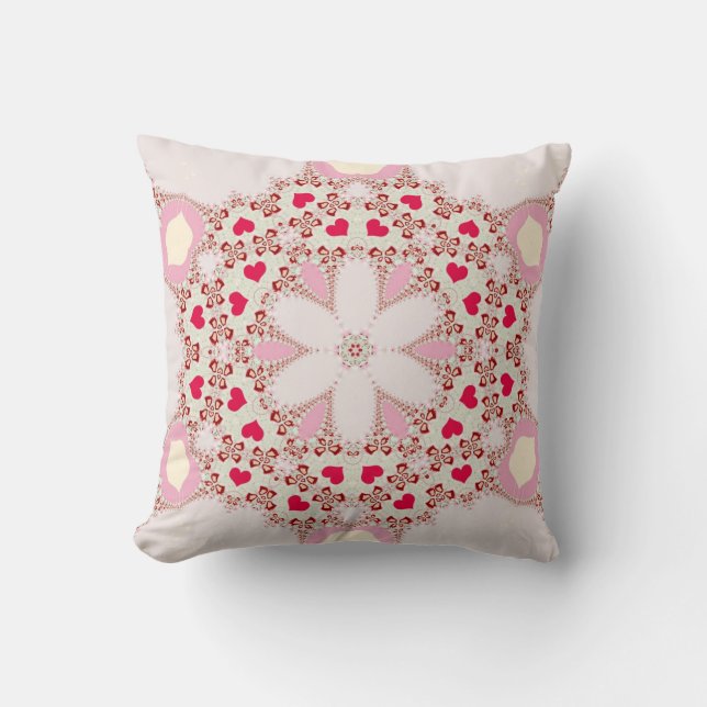 Land Kärlek Hearts Geometric Mönster Cushion Kudde (Framsida)