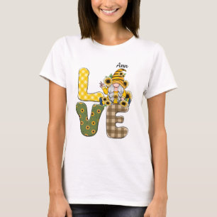 "Land KÄRLEK" ord med nomess och solblommor T Shirt
