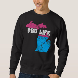 Land Karta USA delstaten Michigan Abortion Flagga Lång Ärmad Tröja