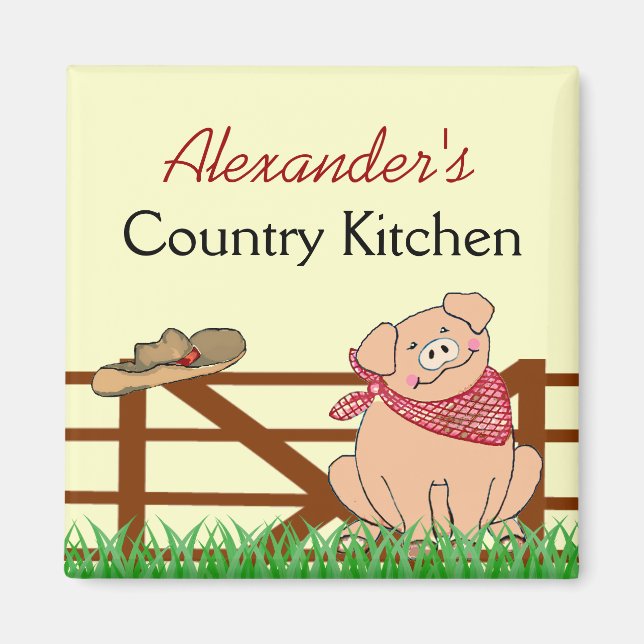 Land Kitchen - Farm Gris Personlig Magnet (Framsidan)