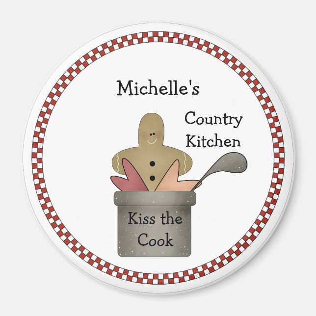Land Kitchen Kiss Cook Magnet (Framsidan)