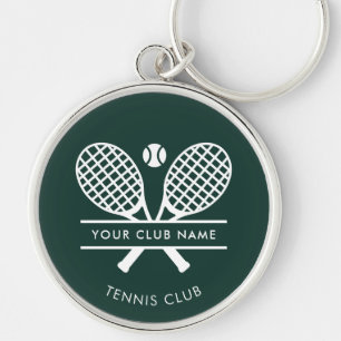 Land Klubb Namn Tennis Team Grönt Anpassningsbar Rund Silverfärgad Nyckelring