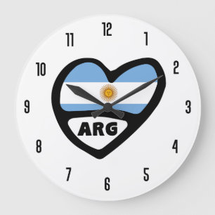 Land-kod ARG Flagga Heart Stor Klocka